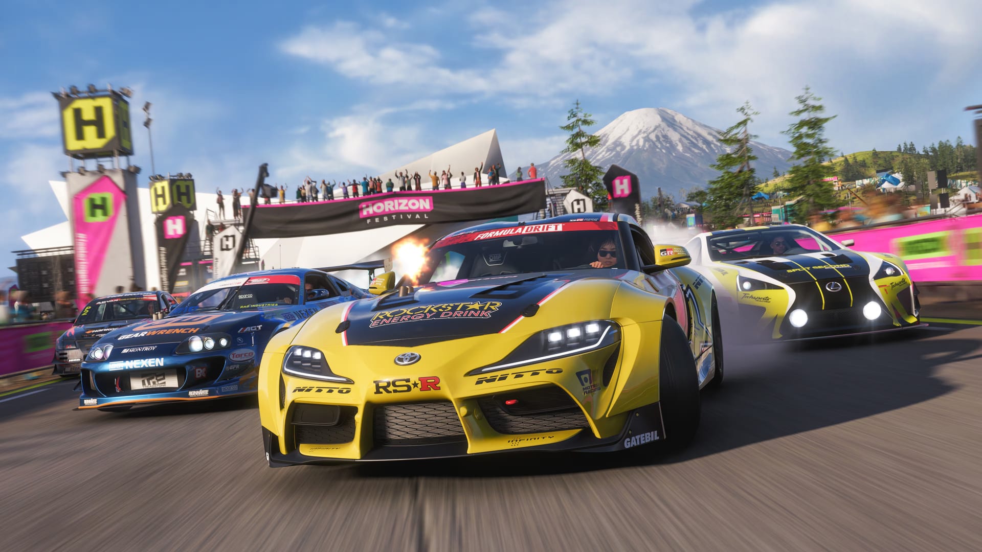 Forza Horizon 6 supercar collection on coastal highway